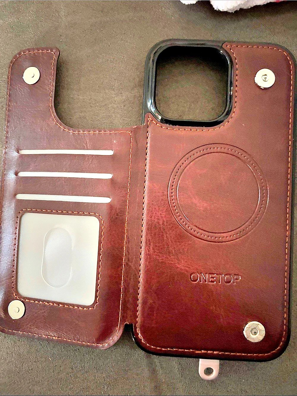 Onetop Detachable Leather Wallet Case Brown & Black